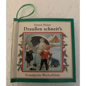 Ernest Nister Mini Book Ornament Book Snowy Days German Print Drauben Schneit's